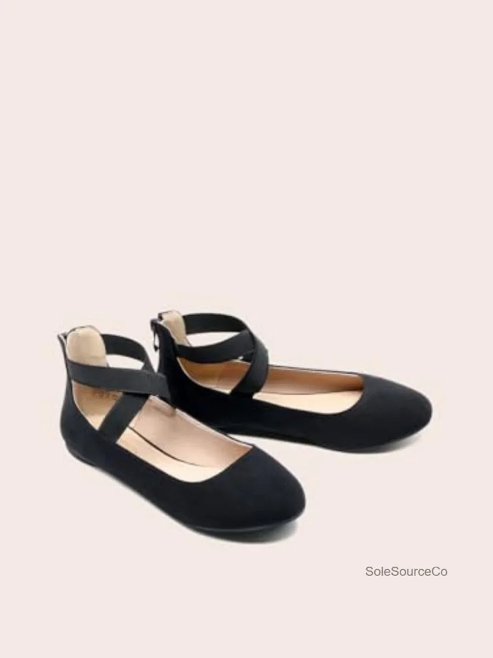 Women's Ankle Strap Ballet Flats Faux Suede Crossover Strap Comfortable Shoes